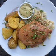 Golonka With Sauerkraut & Roast Potatoes