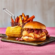 Fried Chicken and Bacon Jam Burger