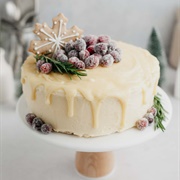 Eggnog Peppermint White Chocolate Drip Cake