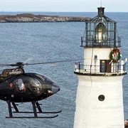 Flying Santa Delivers to Boston Light