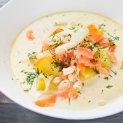 Smoked Salmon Prawn Soup