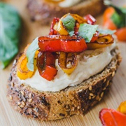 Cream Cheese, Italian Sausage, and Bell Pepper Toast