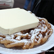 Funnel Cake With Vanilla Ice Cream