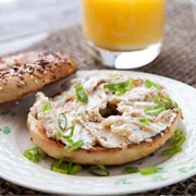 Bagel With Onions, and Danish Blue Cheese