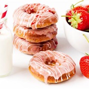 Strawberry Iced and Strawberry Jelly-Filled Donut With Strawberry Drizzle (So Very Strawberry)