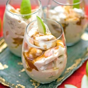 Apple Snow With Caramel Sauce