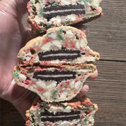 Halfsies Cookie Co. Oreo Stuffed Holiday Birthday Cake Cookie