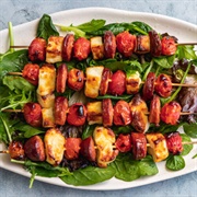 Halloumi and Chorizo Skewers