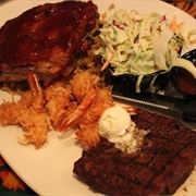 Ribs, Steak & Shrimp Trio