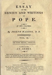 Essay on the Writings and Genius of Pope (Joseph Warton)