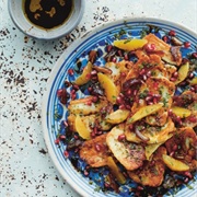Seared Halloumi With Orange, Dates and Pomegranate