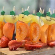 Strawberry Apricot &amp; Kiwi Skewers