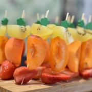 Strawberry Apricot & Kiwi Skewers