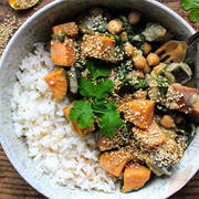 Aubergine and Sweet Potato Keralan Coconut Curry
