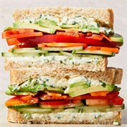 Avocado, Cucumber, Tomato and Cheese Sandwich