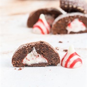 Chocolate Peppermint Surprise Kiss Cookies