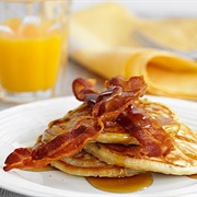 Pancakes With Bacon, and Maple Syrup