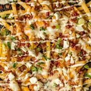 Cheesy Fries With Ranch and Bbq Sauces