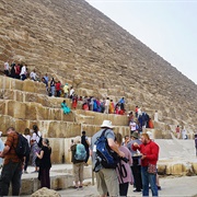 Walking Up Pyramid Egypt