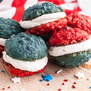 Red, White & Blue Oatmeal Cookie Sandwiches