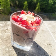 Vegan Chocolate Smoothie With Strawberries & Almonds