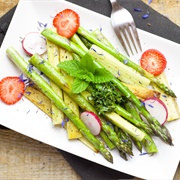 Asparagus Rhubarb and Strawberry Salad