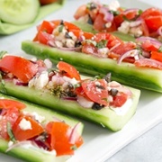 Cucumber Quark Boats With Tomato