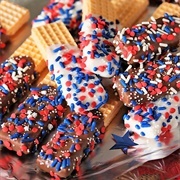 Red White Blue Chocolate Dipped Sugar Wafers
