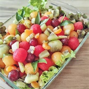 Fruit Salad With Lychee, Grapes, Peach & Kiwi