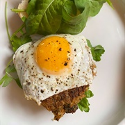 Fried Egg on a Vegetable Patty With Jarlsberg