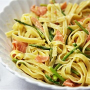Salmon and Asparagus Tagliatelle