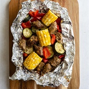 Foil Pack Vegan Sausage & Veg