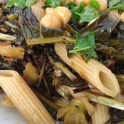 Penne With Chickpeas, Chicory and Parsley