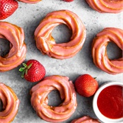 Strawberry Iced and Cream-Filled Chocolate Cruller (Doughberry Twists)