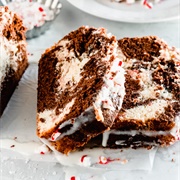 Festive Peppermint Marble Loaf Cake
