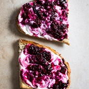 Toast With Yogurt and Blackberries