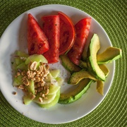 Avocado Tomato Cucumber & Peanut Salad