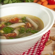 Penne Soup With Corn and Cherry Tomatoes