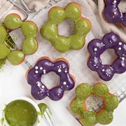 Matcha and Taro Mochi Donut