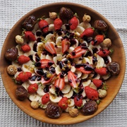 Banana Strawberry Salad With Dried Fruit & Strawberry Sauce