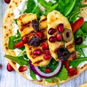 Fried Halloumi and Yoghurt in Flatbread
