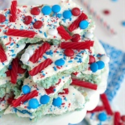 Red White and Blue Rice Krispies Treats Bark