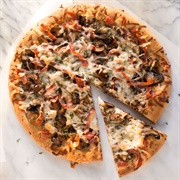 Prosciutto, Mushroom and Pepper Pizza