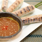 Grilled Pork Sausage Fresh Spring Rolls