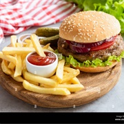 French Fries and Burger