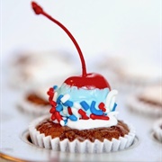 Red White &amp; Blue Cherry Brownie Cupcake
