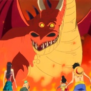 580. a Scorching Battle! Luffy vs. the Giant Dragon!