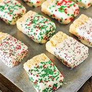 Christmas White Chocolate-Dipped Rice Krispie Treats