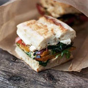 Roasted Vegetable and Goat Cheese Sandwich