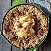 Oatmeal Chocolate Chunk Salted Coffee Caramel Apple Skillet Cookie